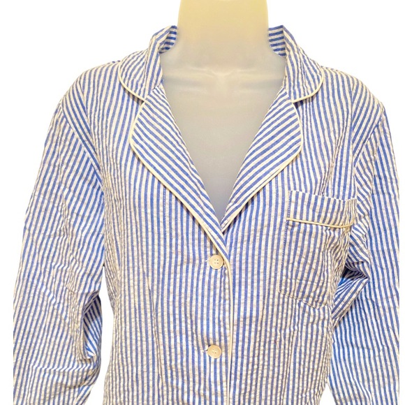 Women’s Bella Seersucker Sleep Shirt NWT S/M Blue/White Striped - Picture 3 of 5